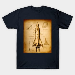 Rocket Drawing Two Engines T-Shirt